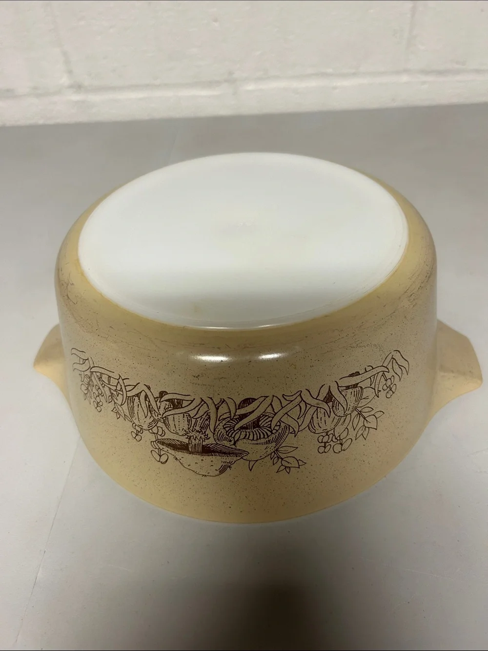 Vintage Pyrex Forest Fancies casserole dish mushrooms